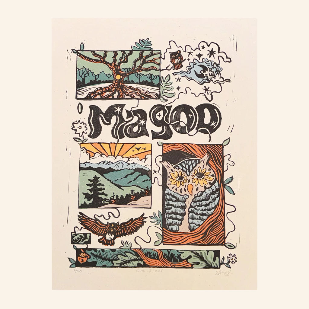 Magoo Merch 2026 Owl Story Linocut Poster By Erika Busse Wall Art Decor Gift For Fans