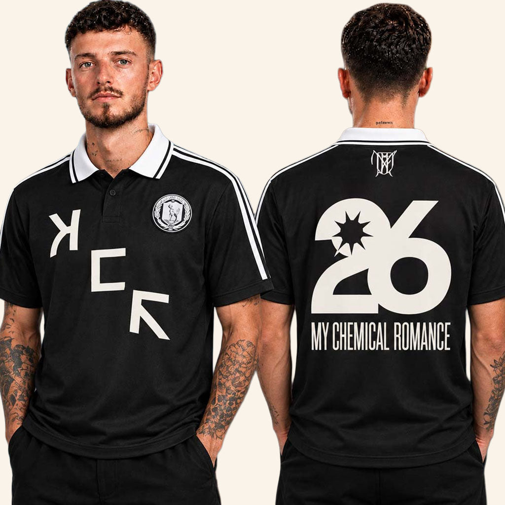 MCR Merch 2026 DRAAG Black Polo Shirt My Chemical Romance Los Angeles CA Merch Concert Gear