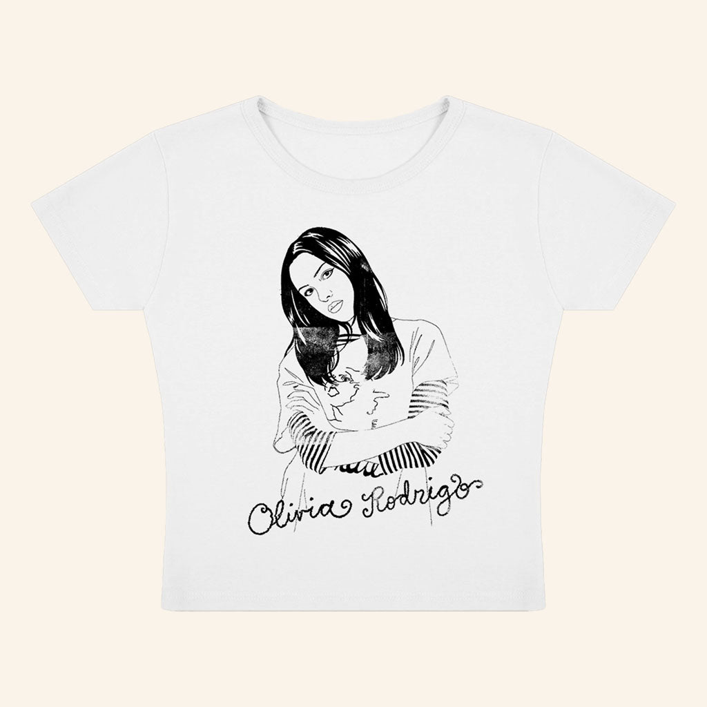 Olivia Rodrigo Centre Bell Merch 2026 Stupid Song Illustration Baby Tee Music Gift For Her