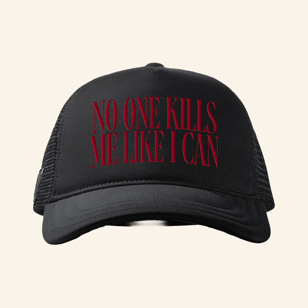 Dove Cameron Merch 2026 Final Girl Trucker Hat Black No One Kills Me Like I Can Hat Gifts