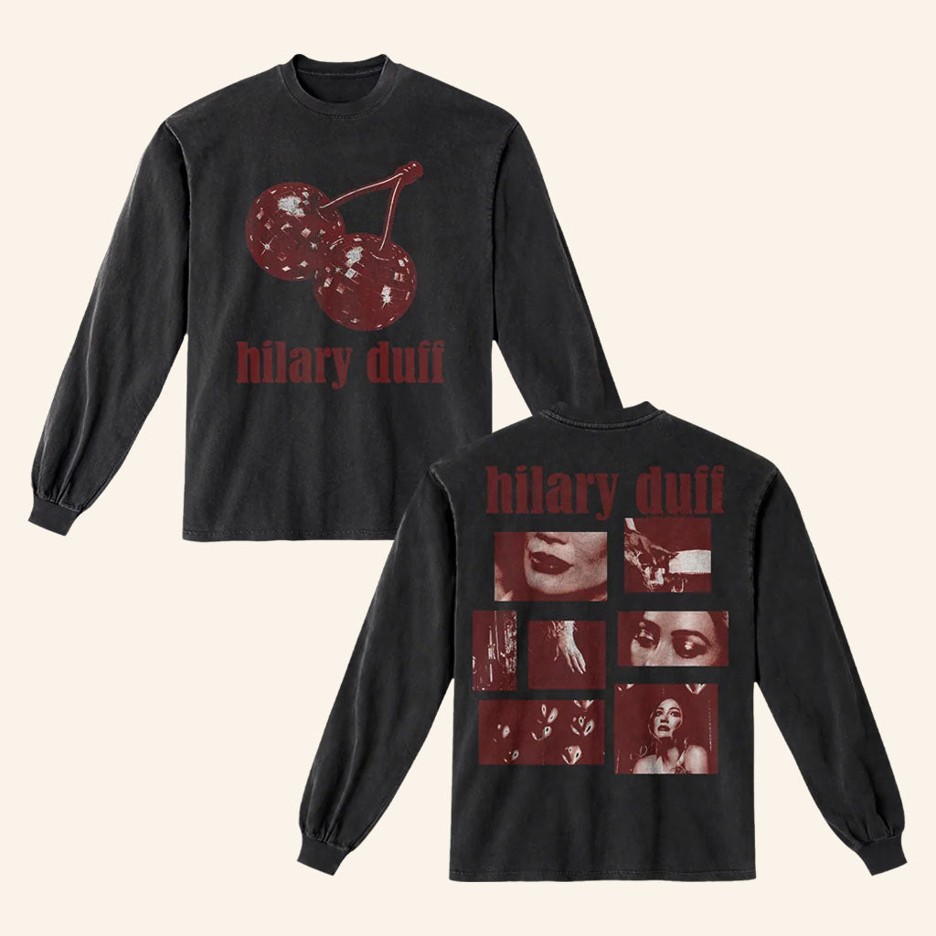 Hilary Duff Merch 2026 Disco Cherries Long Sleeve Shirt Cool Gift For Music Lover