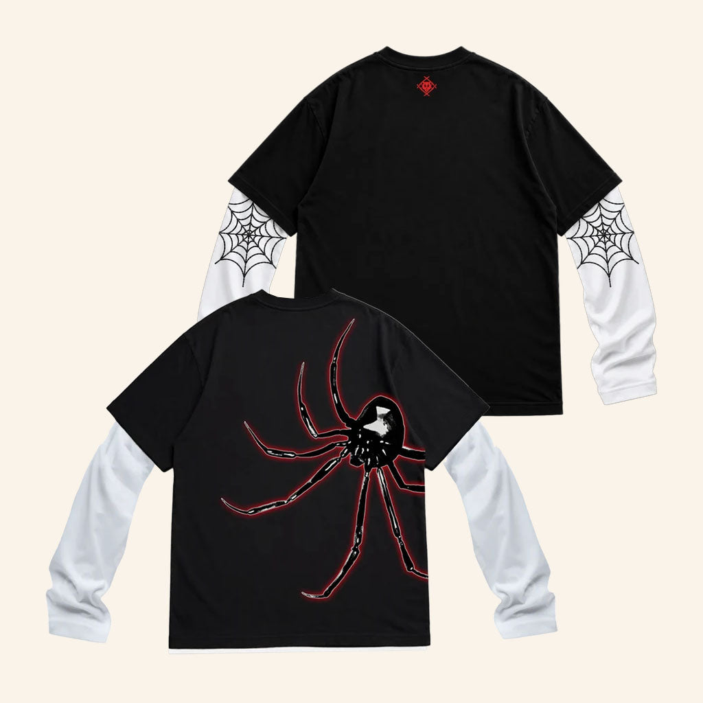 Hollowsquad LA Merch 2026 Spider Webbed Skater Long Sleeve Shirt Gift For Brothers