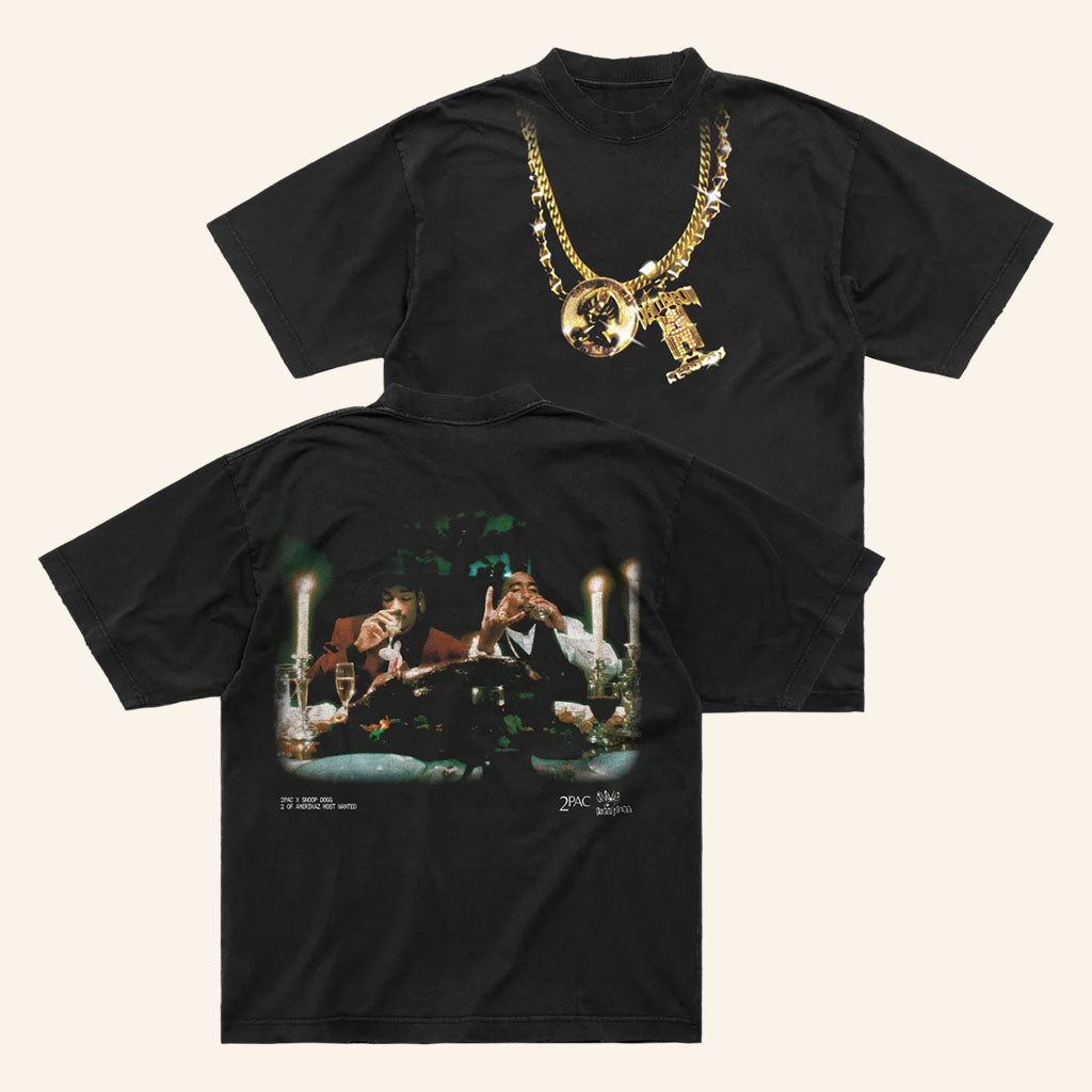 2Pac Merch 2026 Icons Black T-Shirt Snoop Dogg X Tupac Shirt Gift For Hip Hop Lovers