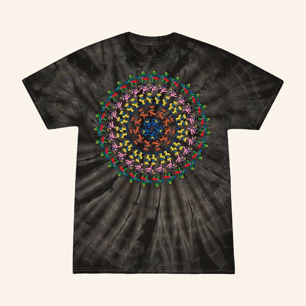 Grateful Dead X TGR Merch 2026 TGR x Grateful Dead Spiral Bears Black Tie Dye T-Shirt Rock Gear