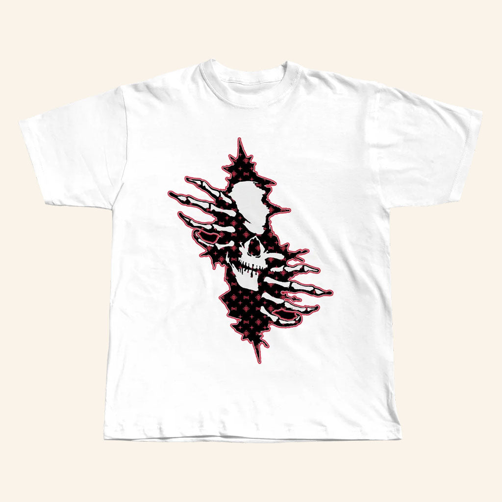 Hollowsquad LA Merch 2026 Ripped Skull T-Shirt White Presents For Boyfriend