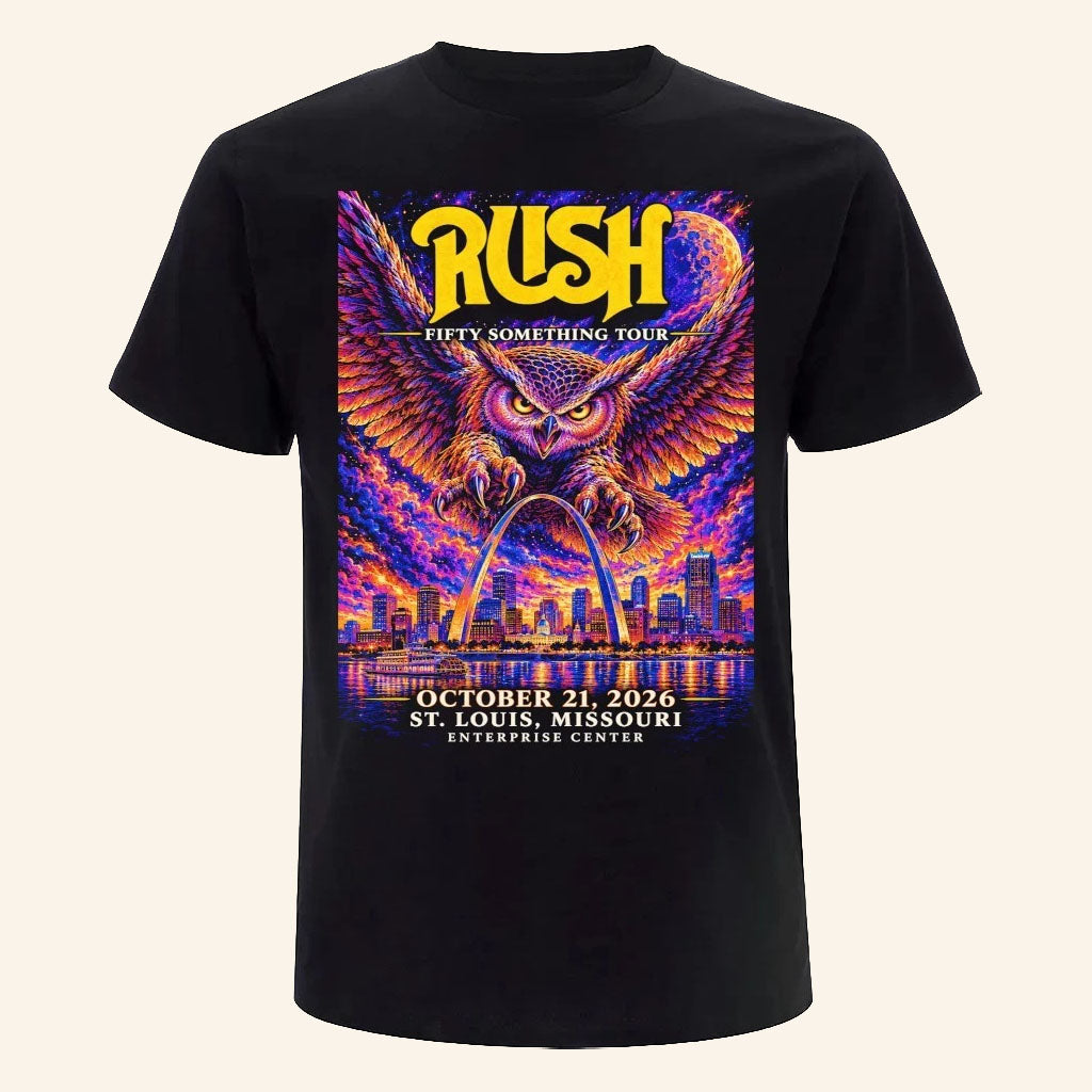 Rush Merch 2026 RUSH St Louis Event Poster T-Shirt Fifty Something Tour Tee Fan Gifts