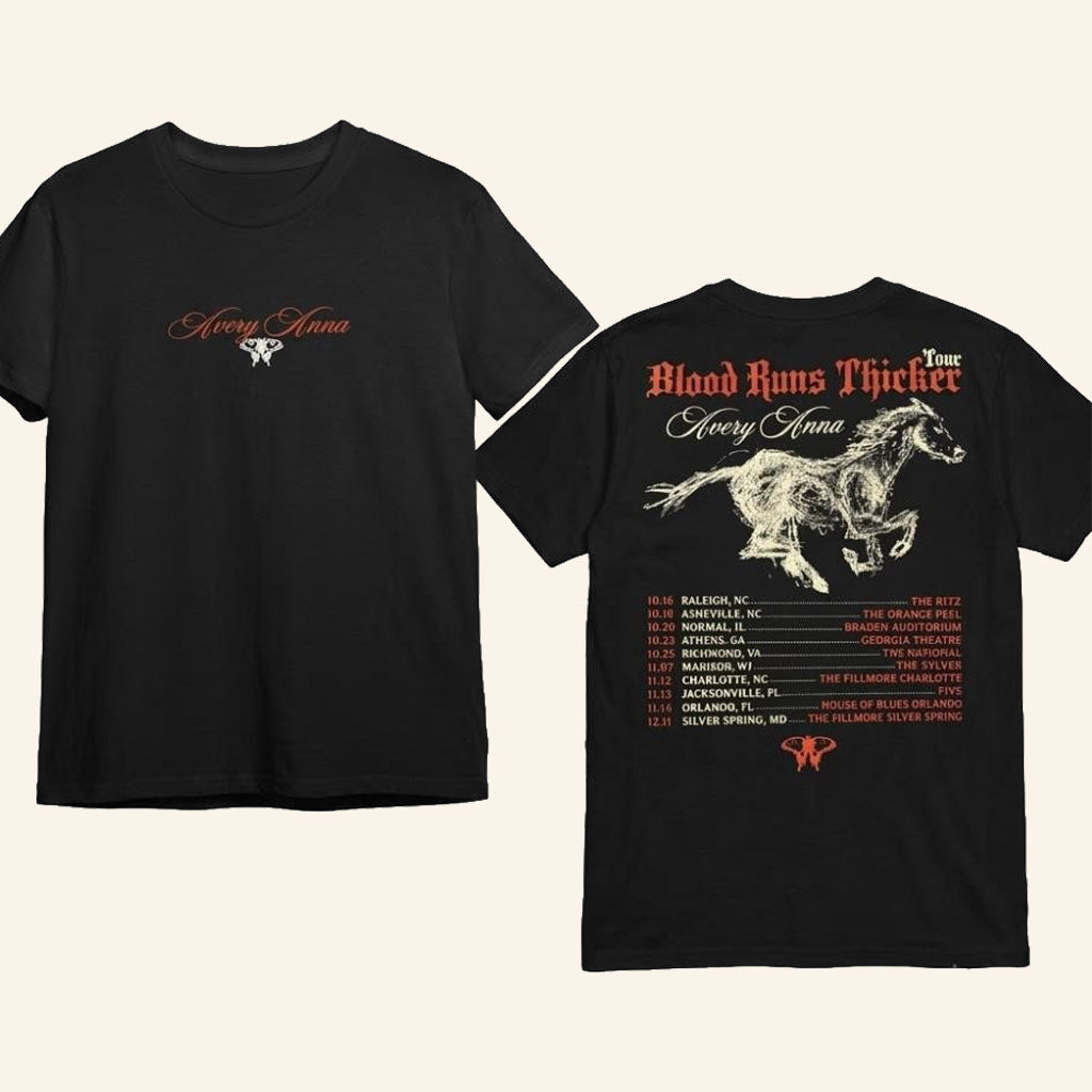 Avery Anna Merch Blood Runs Thicker Tour 2026 Horse Tour T-Shirt Gifts For Music Lovers