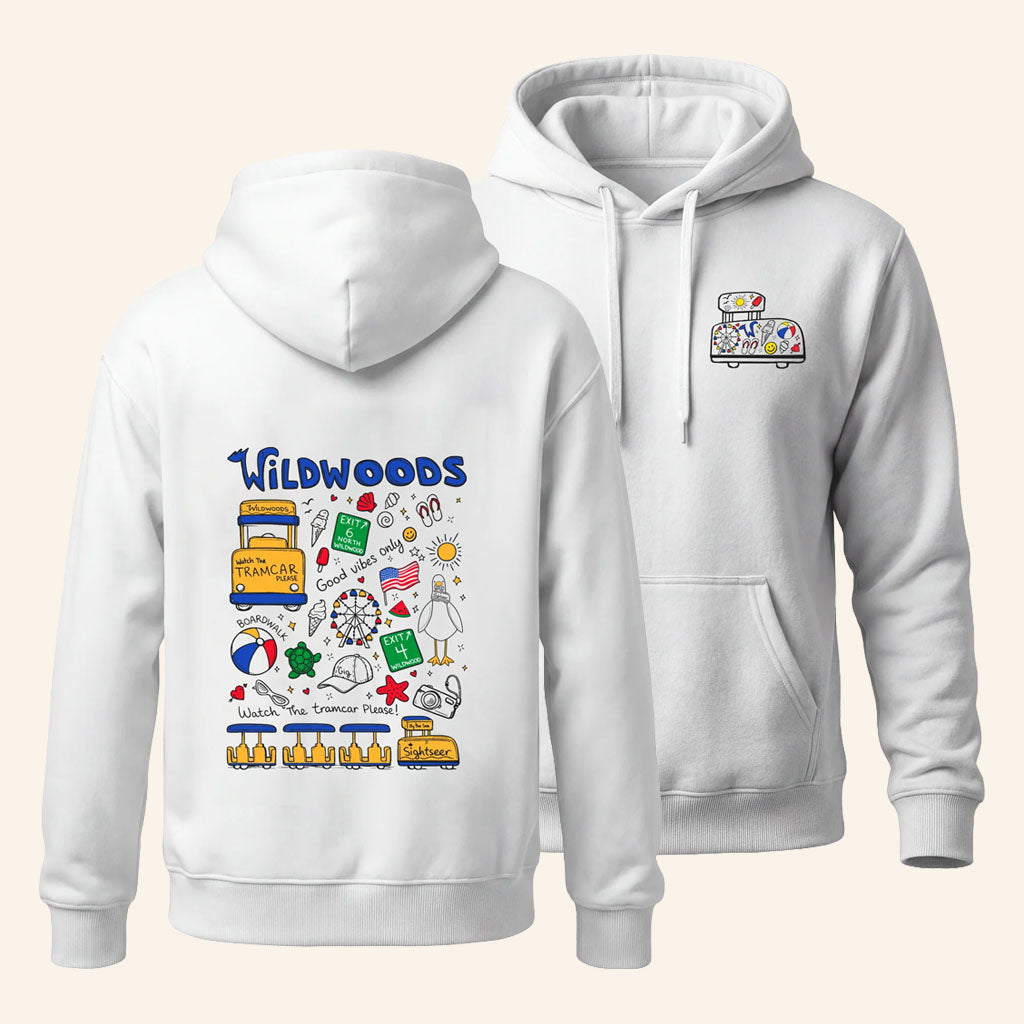 Wildwood Merch 2026 Wildwood Tramcar Collage Screen Printed Hoodie Gift For Travelers