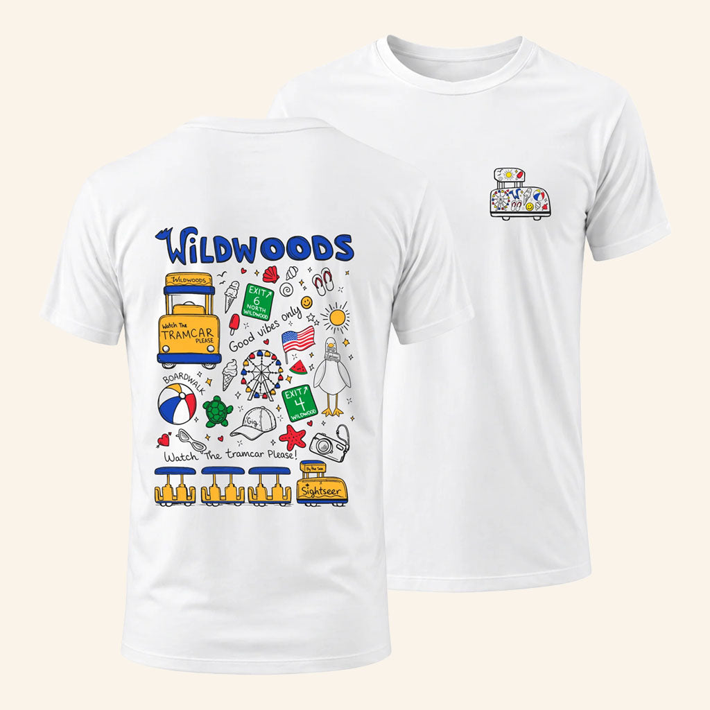 Wildwood Merch 2026 Wildwood Tramcar Collage Screen Printed T-Shirt Gift For Travel Lovers