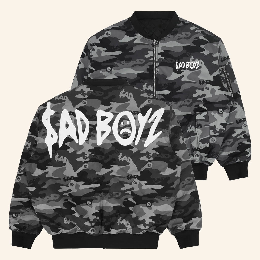 Sad Boyz Merch 2026 Sad Boyz Bomber Jacket Camo Streetwear Apparel Gift For Brothers