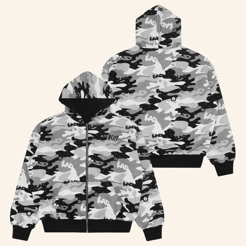 Sad Boyz Merch 2026 Camo Zip Hoodie Snow Streetwear Clothing Gift For Brothers