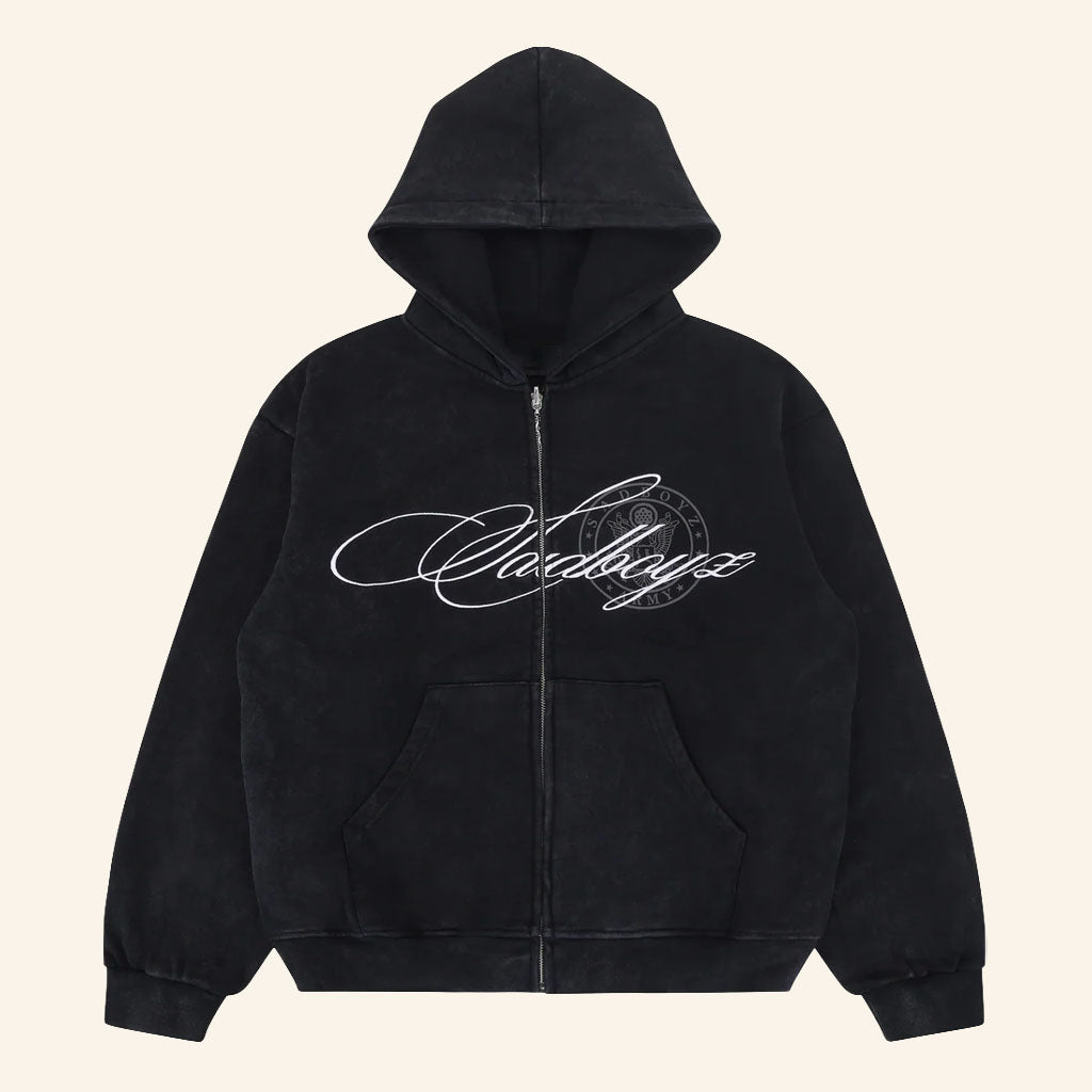 Sad Boyz Merch 2026 Script Zip Hoodie Black Sad Boyz Streetwear Clothing Gift For Brothers