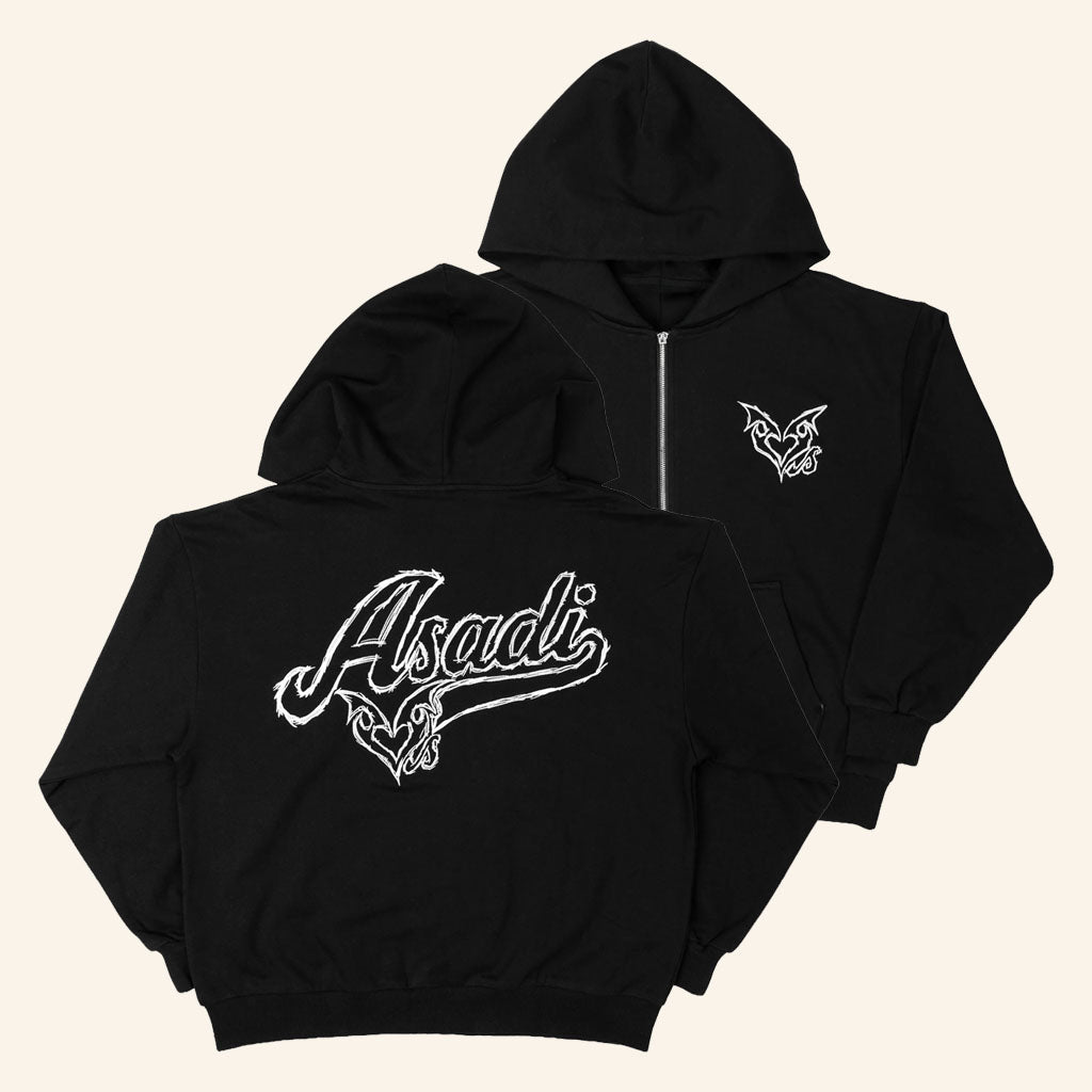 Khan Asadi Merch 2026 Black Asadi X LVSK Zip Hoodie Asadi Merch Lovesick Clothing LVSK Store