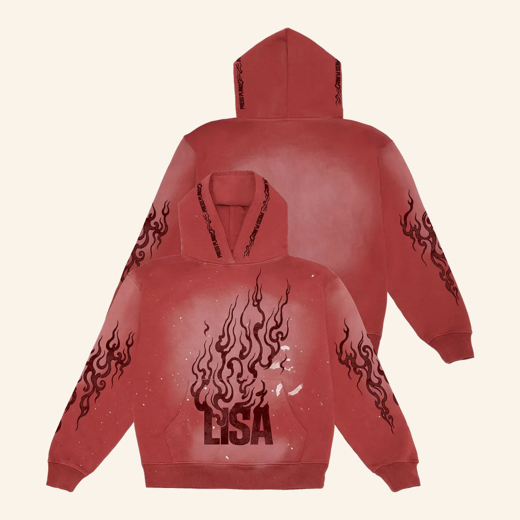 Lisa Merch 2026 Press Play Distressed Red Hoodie Present For Lisa Lovers