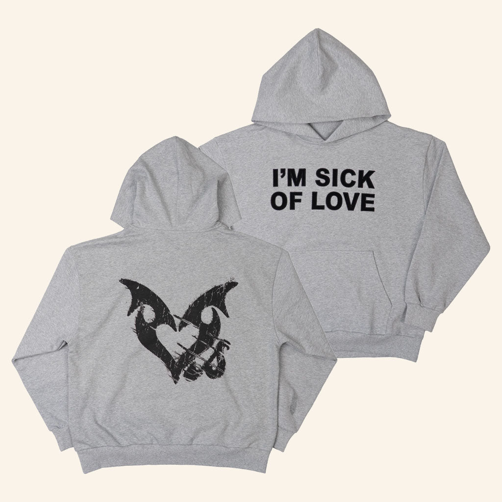 Khan Asadi Merch 2026 I'm Sick Of Love Hoodie Grey Lovesick Clothing LVSK Store Asadi Merch