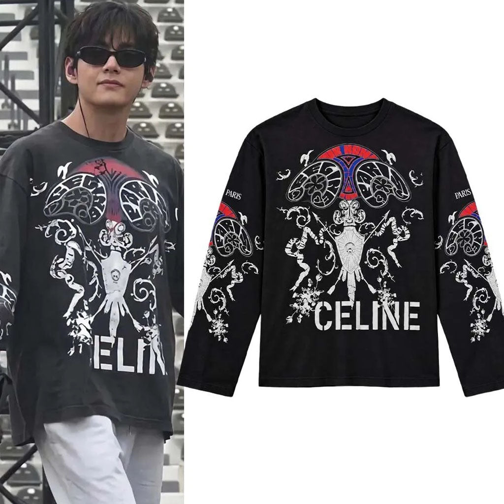 BTS Taehyung V Buenos Aires Day 2 CELINE Un Nom Un Long Sleeve Shirt BTS Taehyung Merch Fan Gift