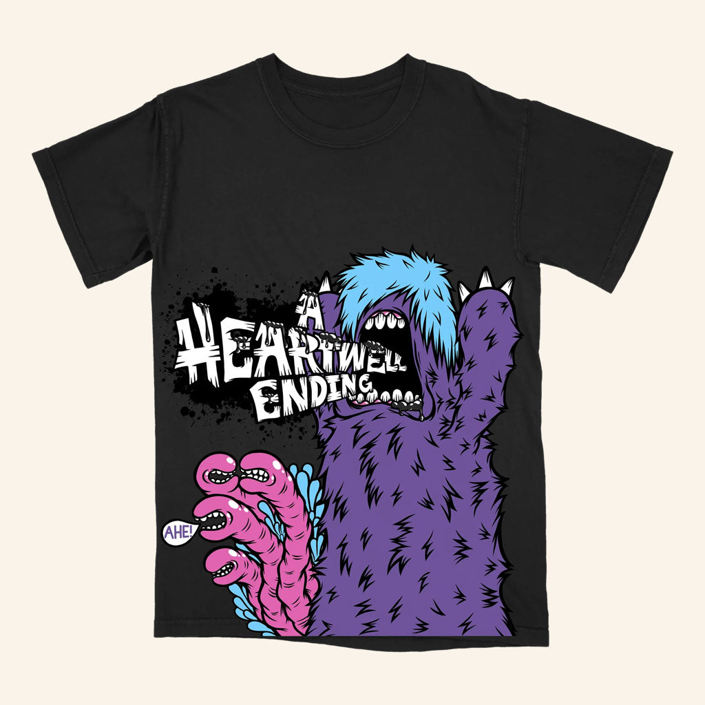 A Heartwell Ending Merch 2026 Purple Monster T-Shirt Best Gift For Emo Band Lovers
