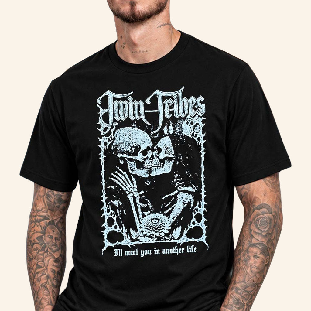 Twin Tribes Merch Sick New World Texas 2026 Skeleton Lovers T-Shirt Present For Music Lovers