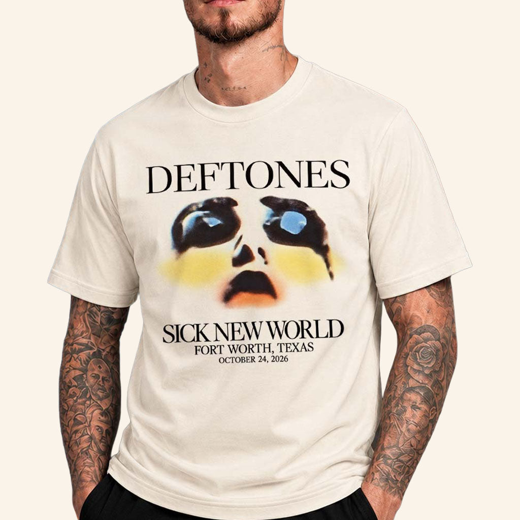 Deftones Merch Sick New World Texas 2026 T-Shirt Abstract Face Tee Gift For Metal Band Fans