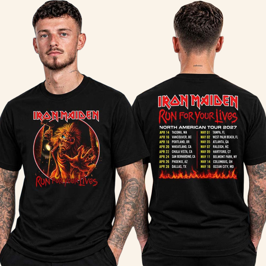 Iron Maiden Merch Run For Your Lives 2027 Tour Announce T-Shirt Present For Metalheads