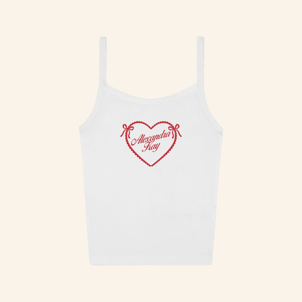 Alexandra Kay Merch 2026 AK Heart Strap Tank Top White Best Gift For Sisters