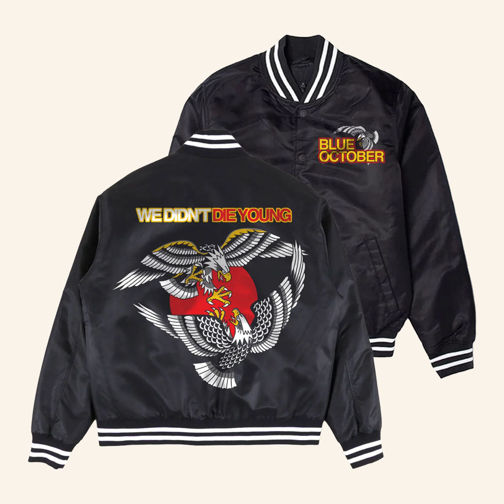 Blue October Merch 2026 We Didn't Die Young Falling Eagles Varsity Bomber Jacket Fan Gifts
