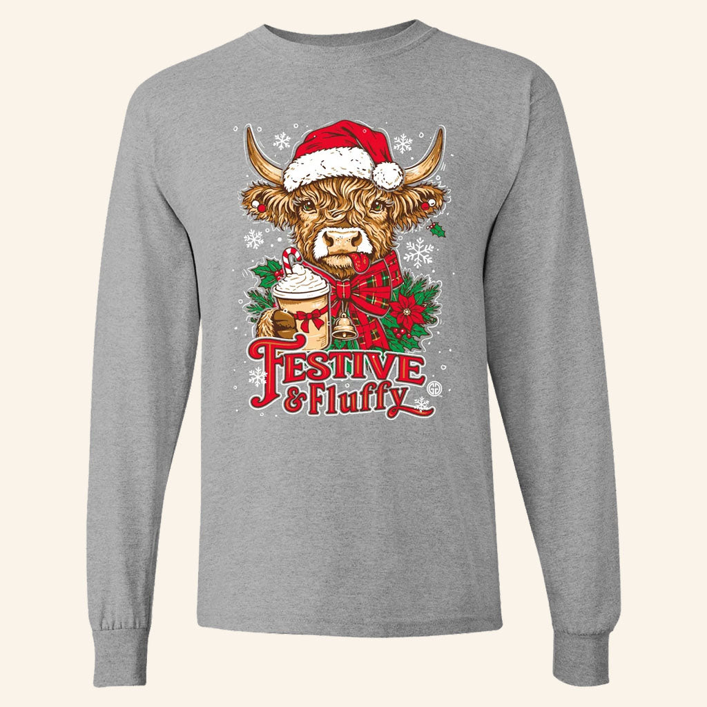 Lulu Mac Merch 2026 Highland Cow Festive And Fluffy Long Sleeve Shirt Christmas Gift Ideas
