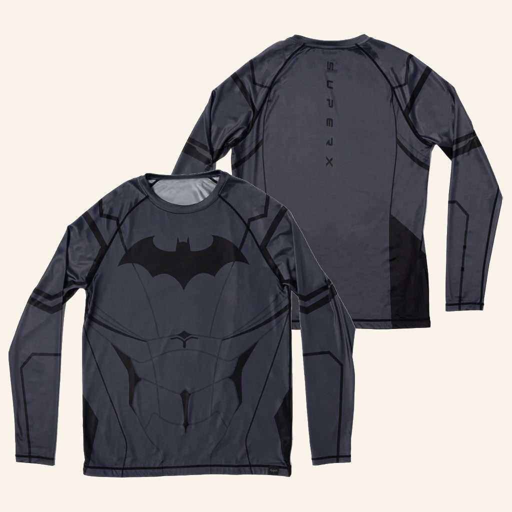Batman Compression Long Sleeve Super X Rash Guard Shirt Superhero Gift For Men
