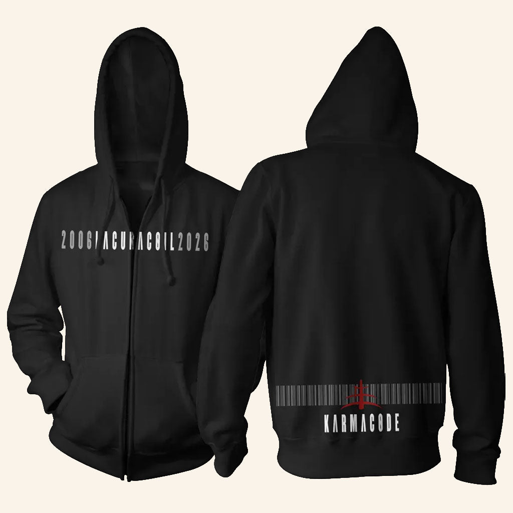 Lacuna Coil Merch 2026 Karmacode XX Zip Hoodie Present For Metalheads