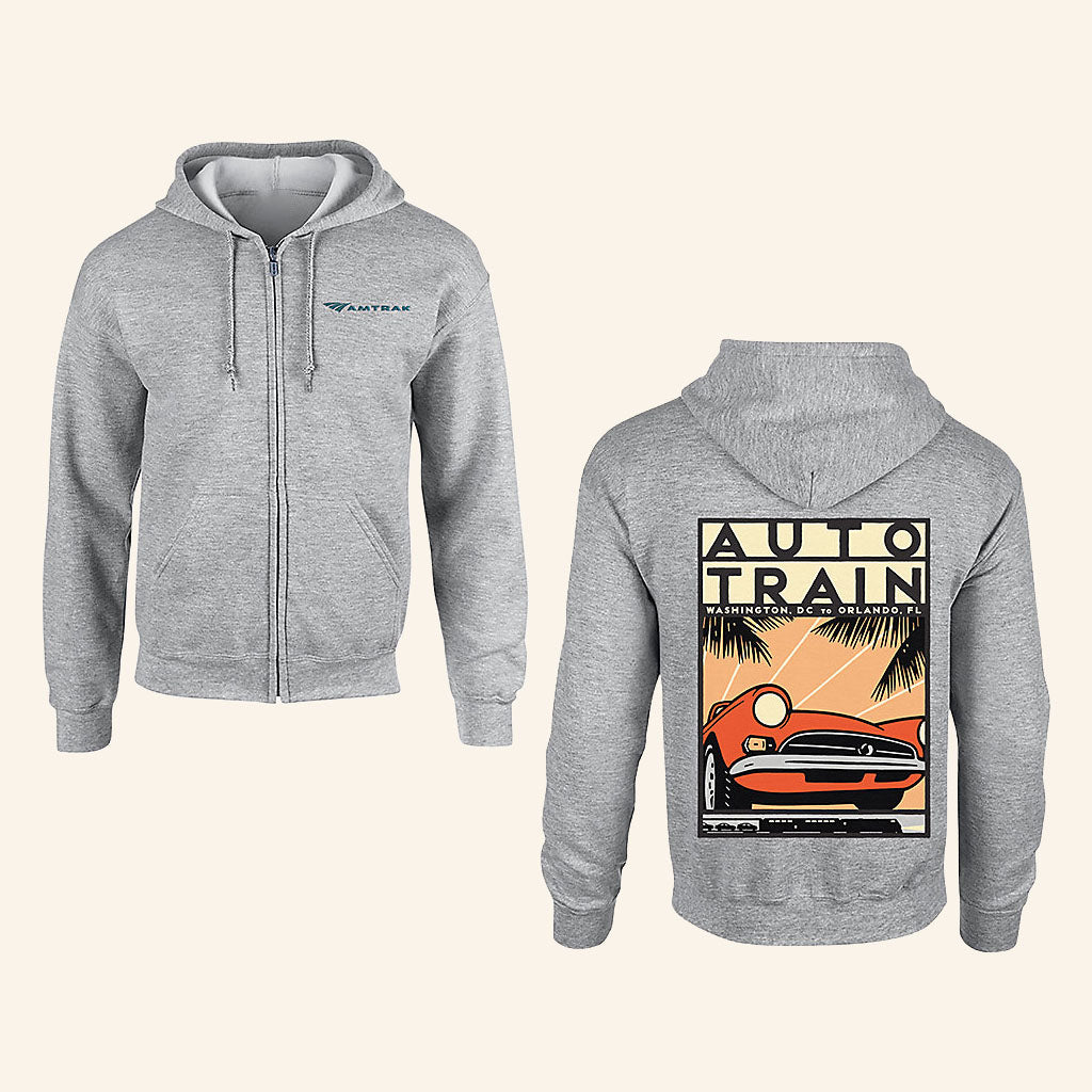 Amtrak Merch 2026 Amtrak Auto Train Poster Zip Hoodie Birthday Presents For Boyfriend