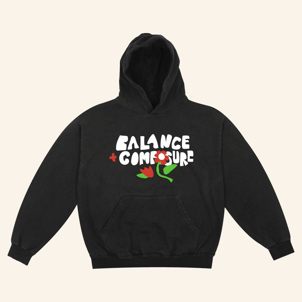 Balance And Composure Merch 2026 Flower Black Hoodie Cool Gifts For Music Lovers