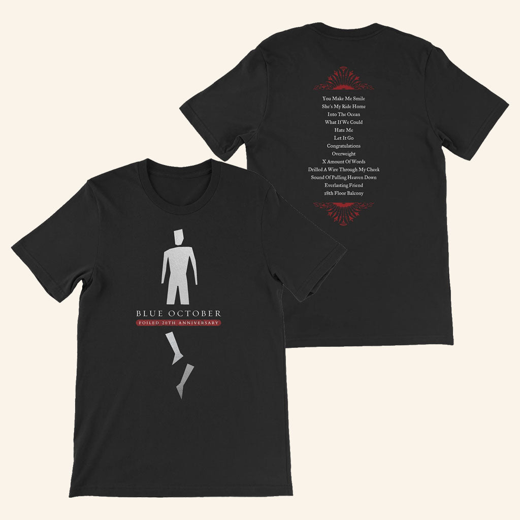 Blue October Merch 2026 Foiled 20th Anniversary Broken Man T-Shirt Present For Rock Band Fans