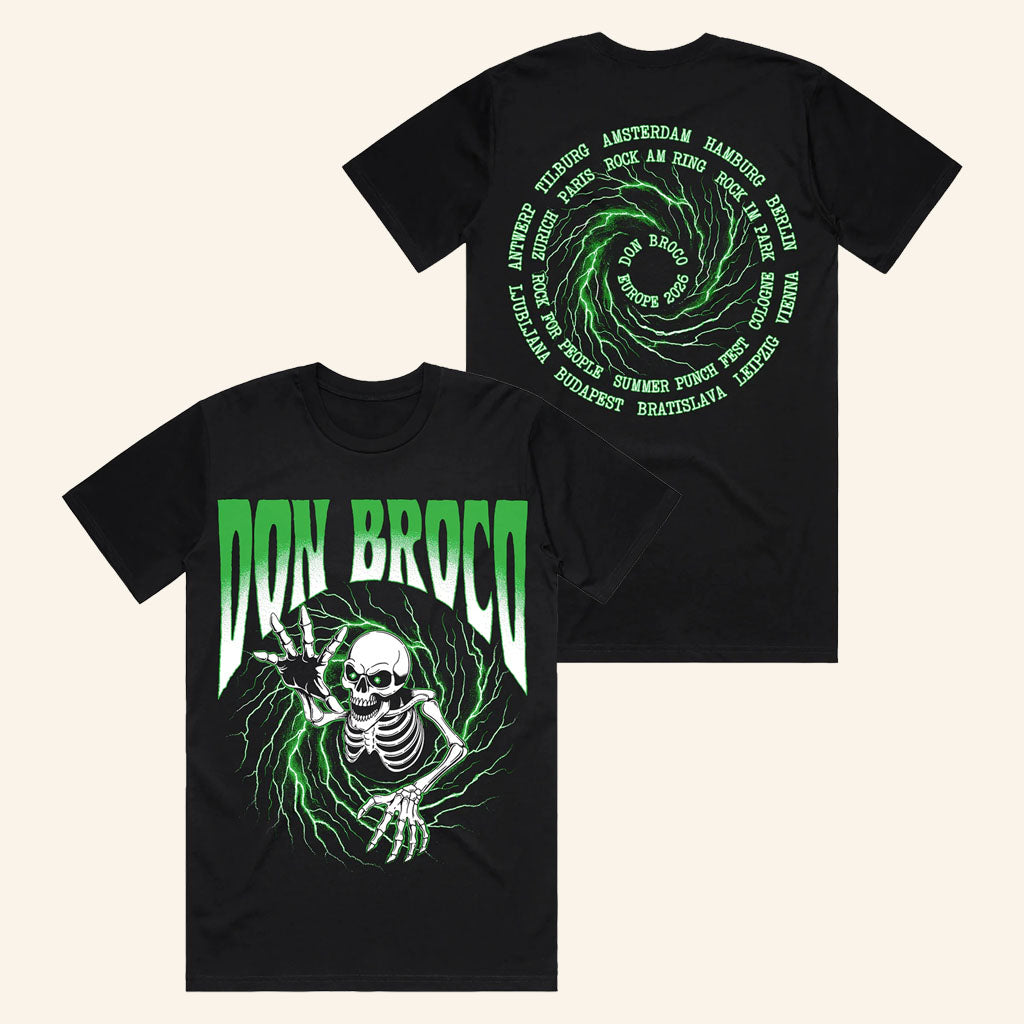 Don Broco Merch 2026 Skeleton Vortex Black T -Shirt Music Gift Ideas For Guys