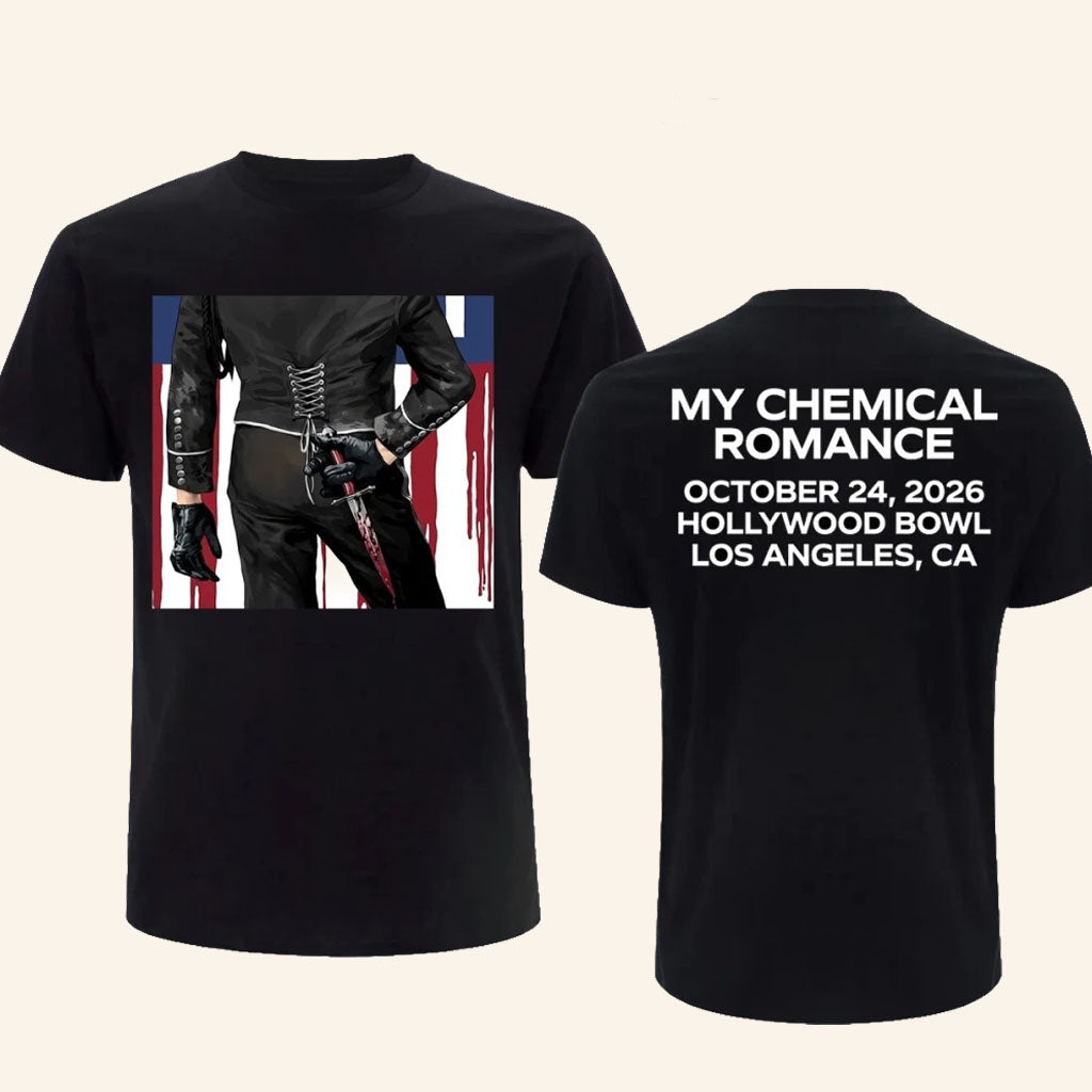 My Chemical Romance Hollywood Bowl Merch 2026 MCR Tour T-Shirt Black Gift For Rock Band Fans