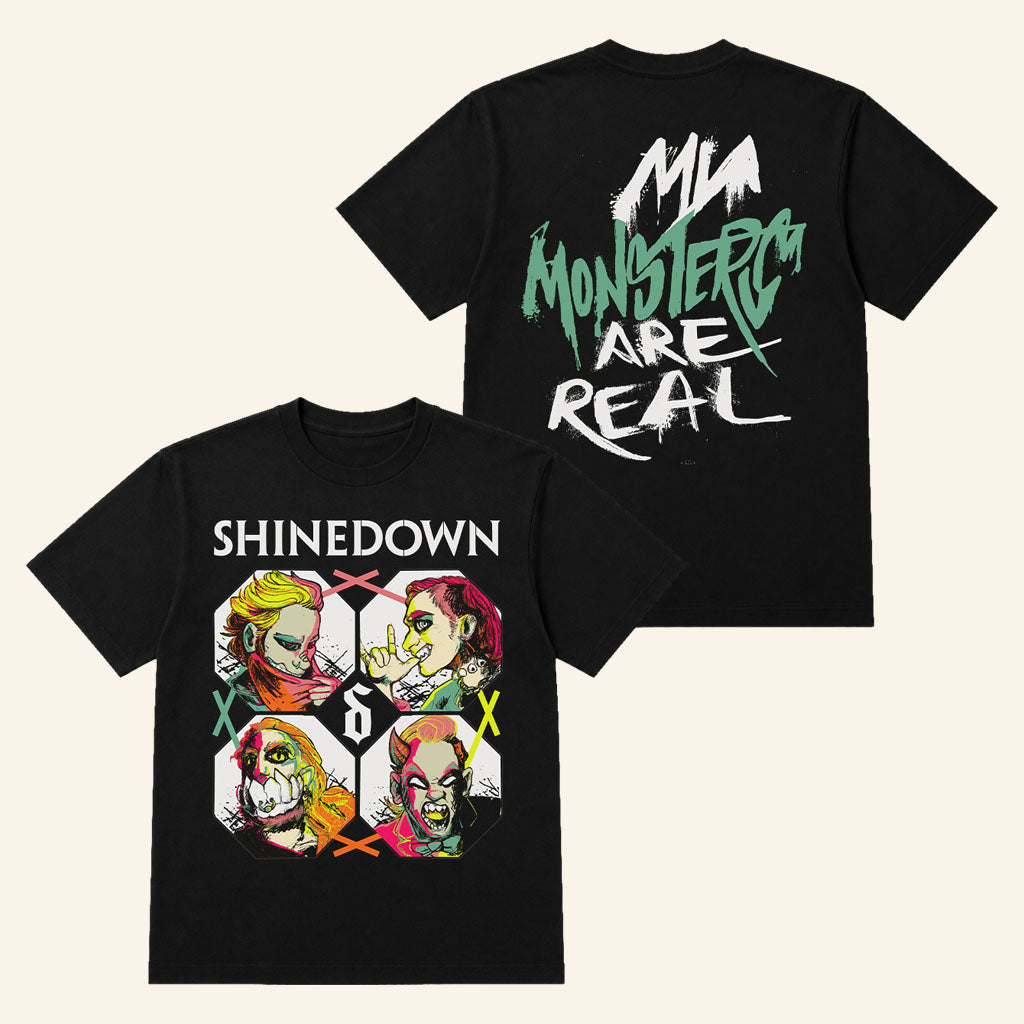 Shinedown Merch Monsters 2026 Black T-Shirt Best Gift For Rock Band Fans