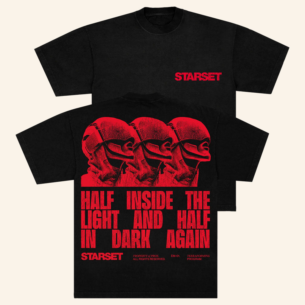 Starset Merch 2026 Disciples T-Shirt Half Inside The Light And Half In Dark Again Starset Shirt