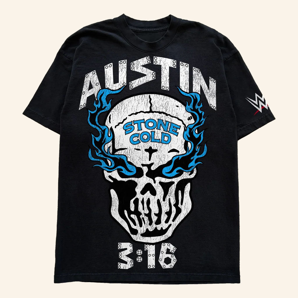 Warren Lotas X WWE Merch 2026 Austin 3 16 T-Shirt Black Stone Cold Tee Wrestling Fan Gifts
