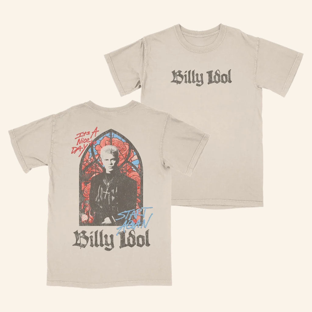 Billy Idol Merch 2026 Billy Stain Glass T-Shirt It's A Nice To Day Shirt Music Fan Gifts