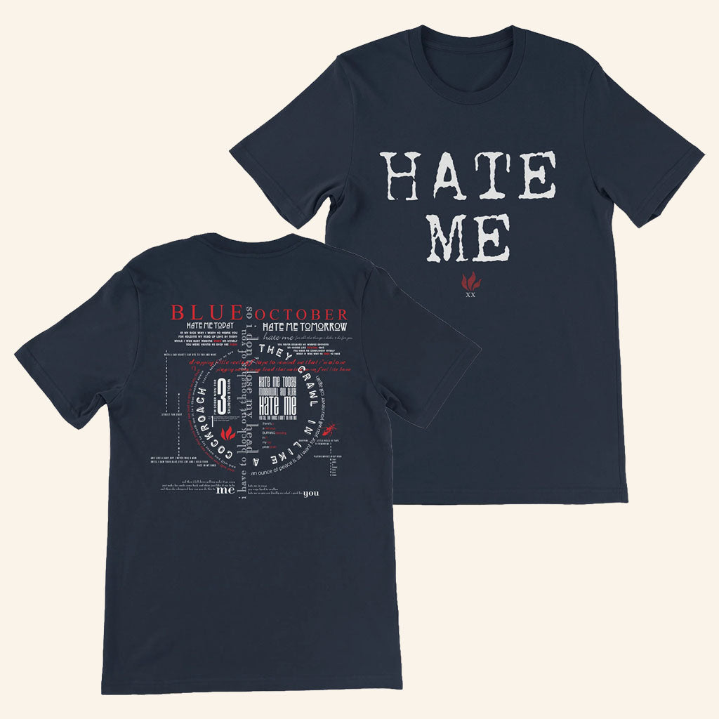 Blue October Merch 2026 Hate Me 20th Anniversary T-Shirt Present For Rock Band Fans