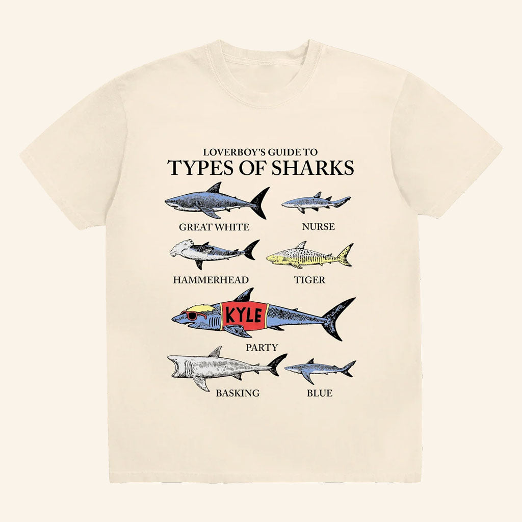 Loverboy Merch 2026 Favorite Sharks T-Shirt Loverboy X Boss Dog Collab Shirt Shark Week Gifts