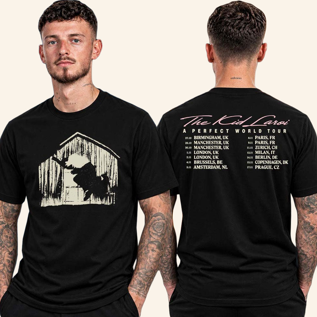 The Kid LAROI Merch A Perfect World UK EU Tour 2026 Silhouette Tour Dates T-Shirt Fan Gifts