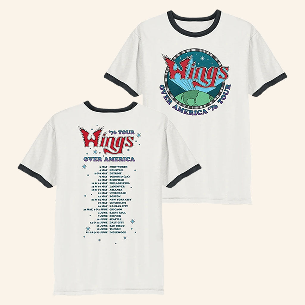 Paul McCartney Merch 2026 Wings Over America Tour Dates Ringer T-Shirt Presents Music Lovers