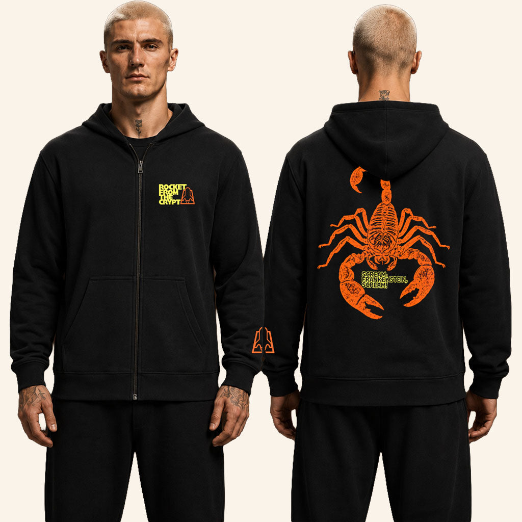 Rocket From The Crypt Band Merch Scream Frankenstein Scream Scorpion Zip Hoodie Fan Gifts