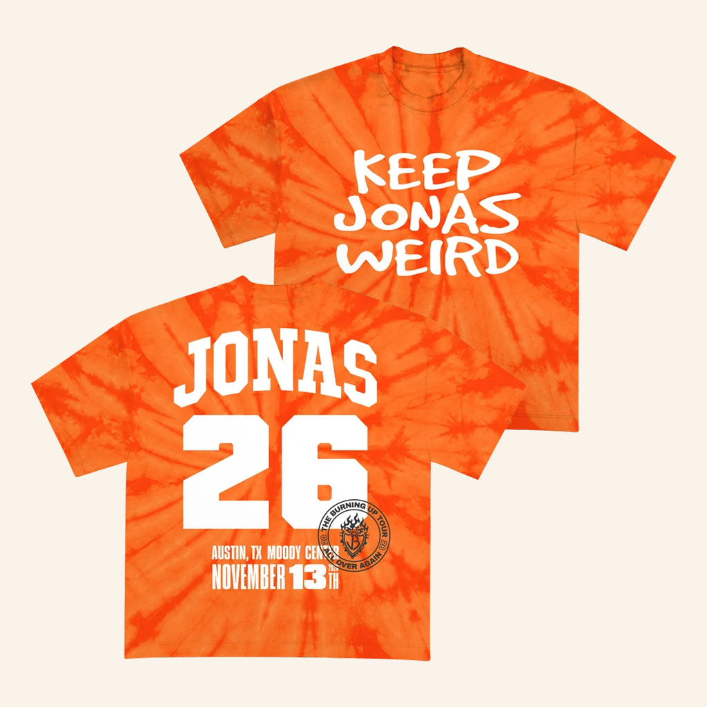 Jonas Brothers Merch 2026 Burning Up All Over Again Austin TX City Shirt Keep Jonas Weird Tee