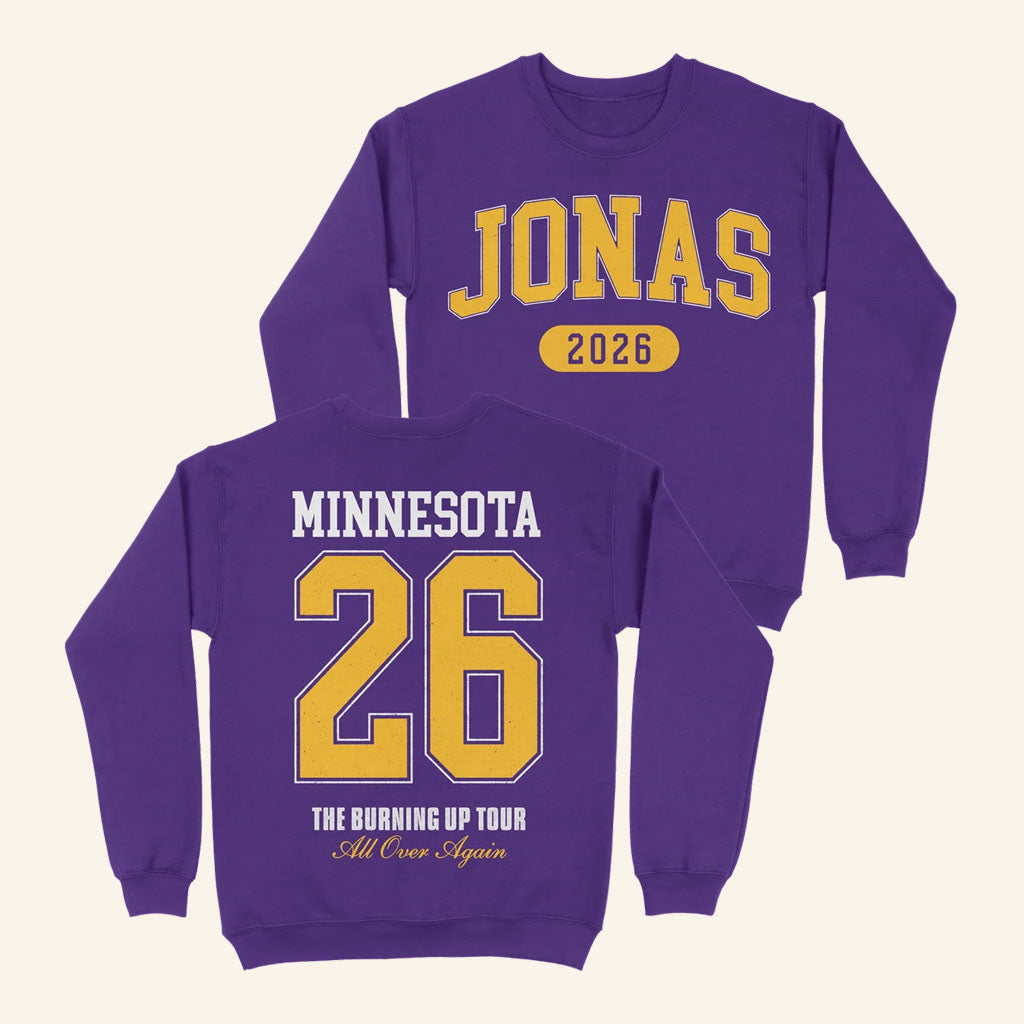 Jonas Brothers Merch 2026 Burning Up All Over Again St Paul MN City Crewneck Sweatshirt Gifts