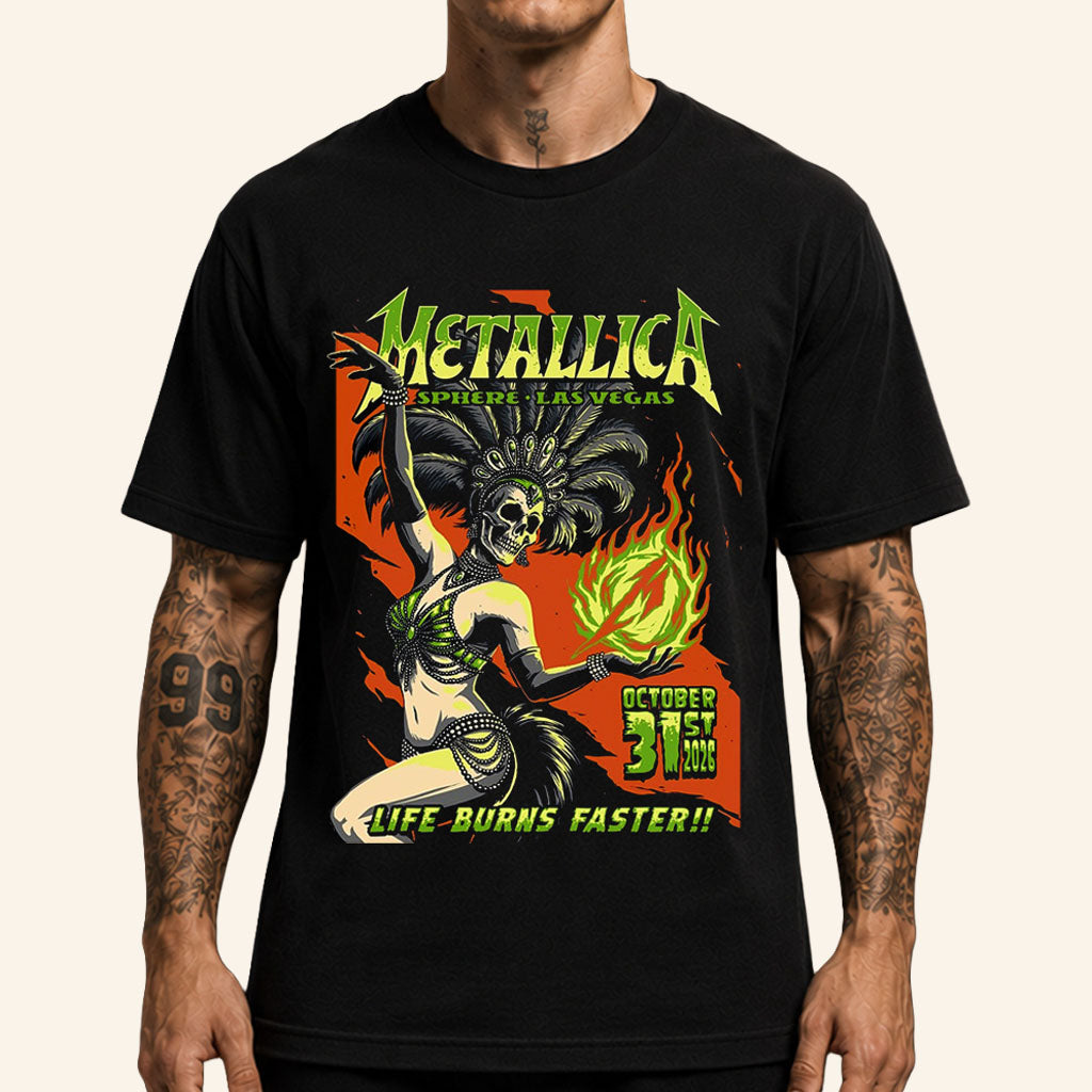 Metallica Life Burns Faster Tour Las Vegas 2026 Event Poster T-Shirt Metallica Merch Fan Gear