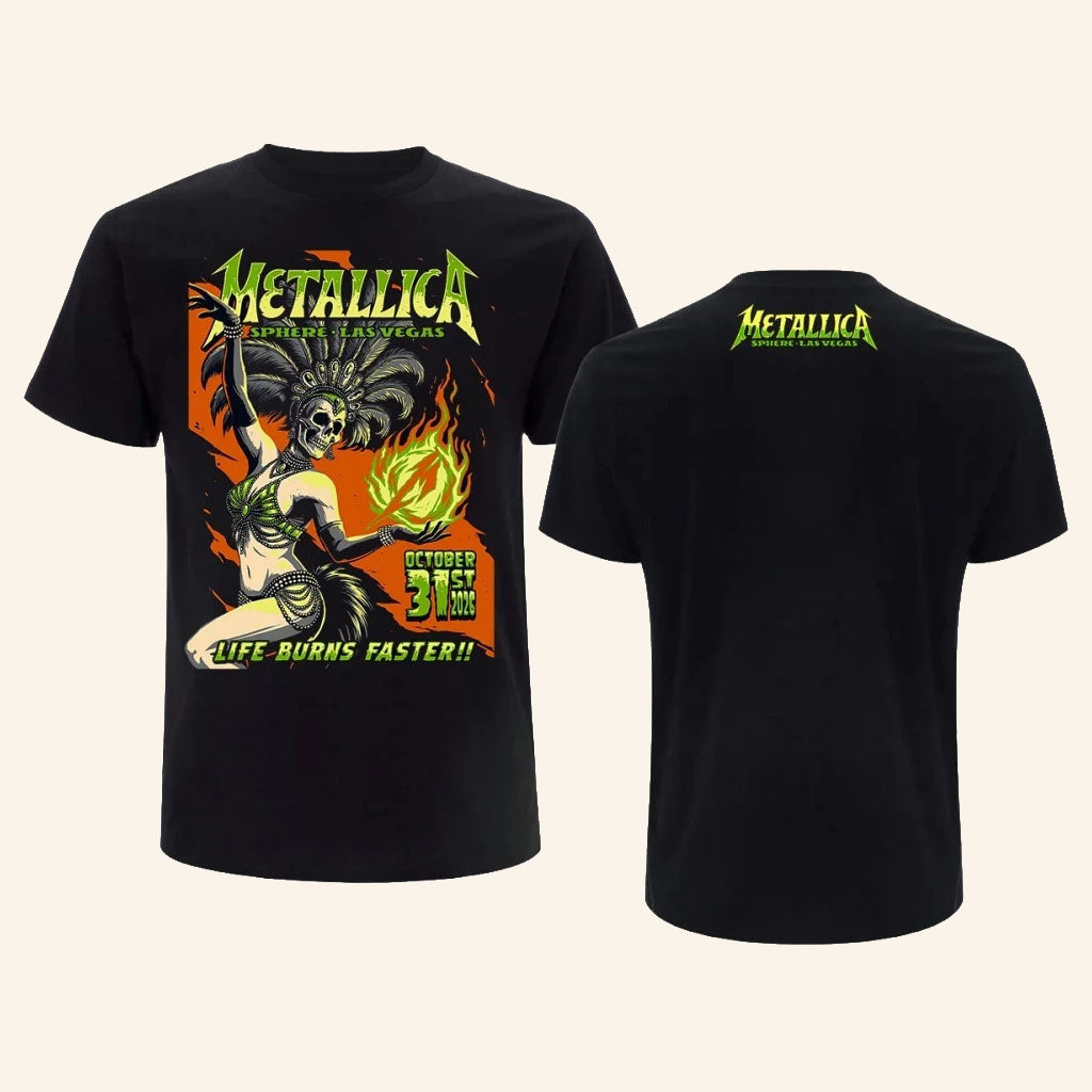 Metallica Las Vegas NV Halloween T-Shirt Life Burns Faster Shirt Metallica Tour Merch 2026