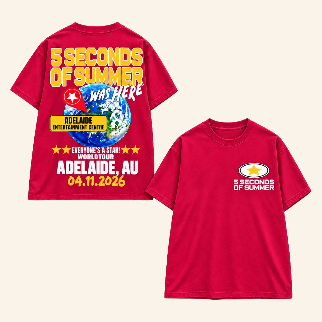 5 Seconds of Summer Everyone's A Star World Tour At Adelaide AU T-Shirt 5SOS Merch 2026'