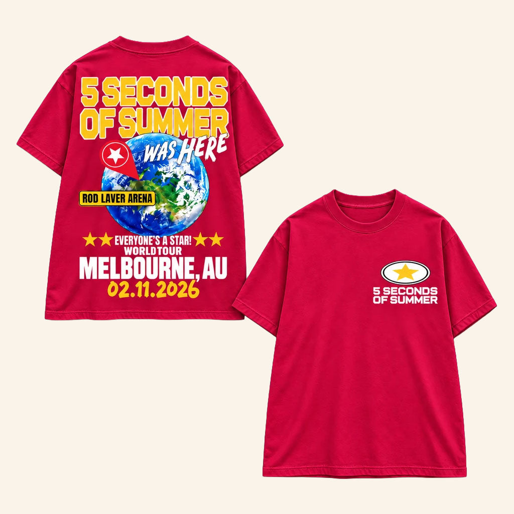 5 Seconds of Summer Everyone's A Star World Tour At Melbourne AU T-Shirt 5SOS Merch Fan Gifts'