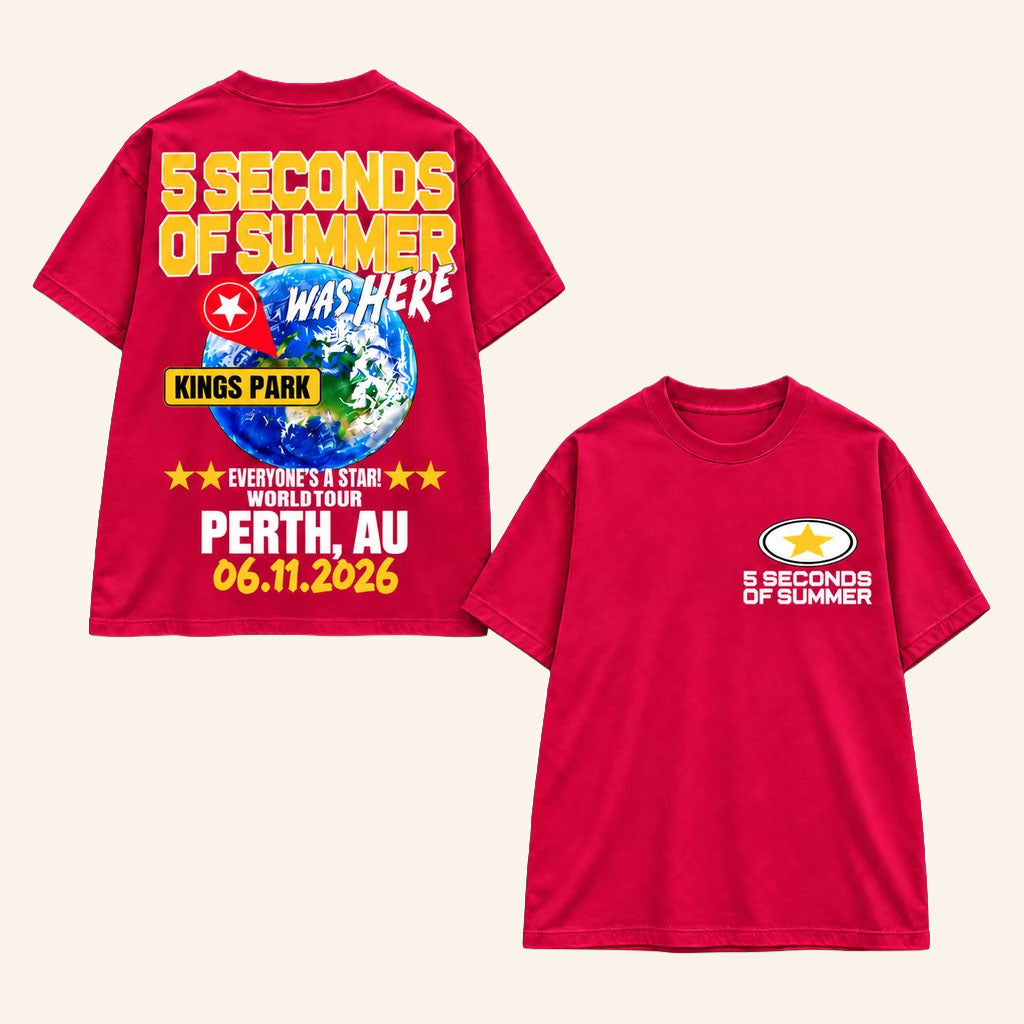 5 Seconds of Summer Everyone's A Star World Tour At Perth AU T-Shirt 5SOS Merch Concert Outfits